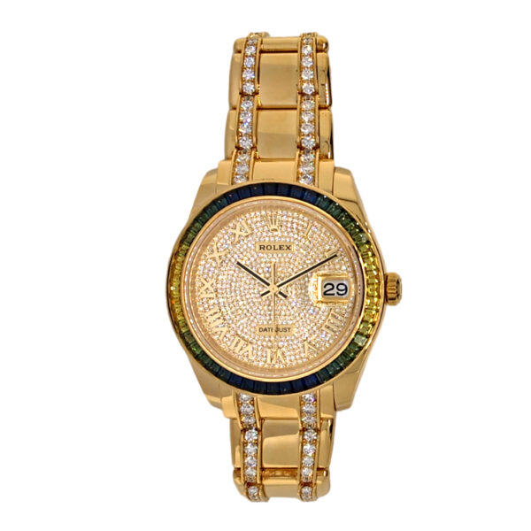 18K Yellow Gold Rolex Pearlmaster Diamond & Colour Gem 86348SABLV