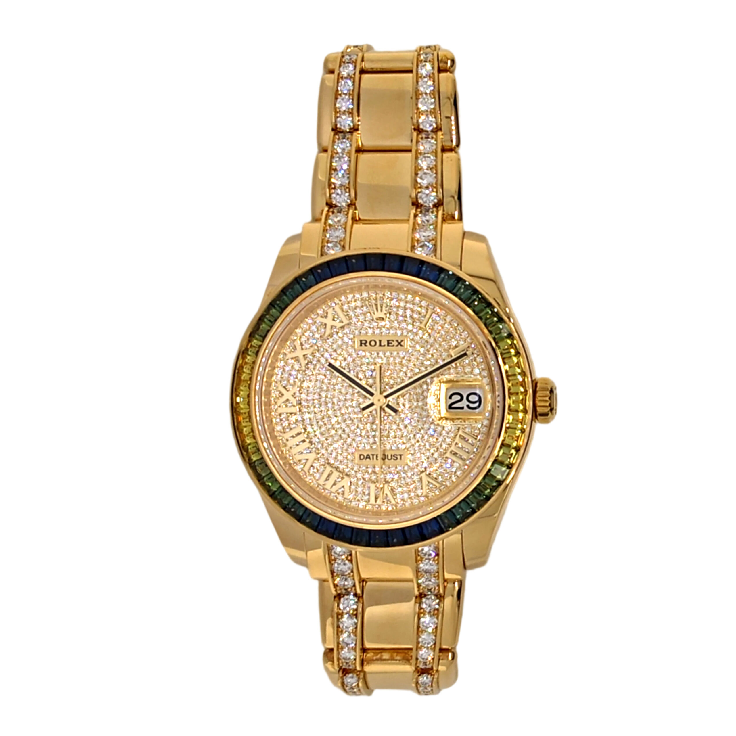 18K Yellow Gold Rolex Pearlmaster Diamond & Colour Gem 86348SABLV