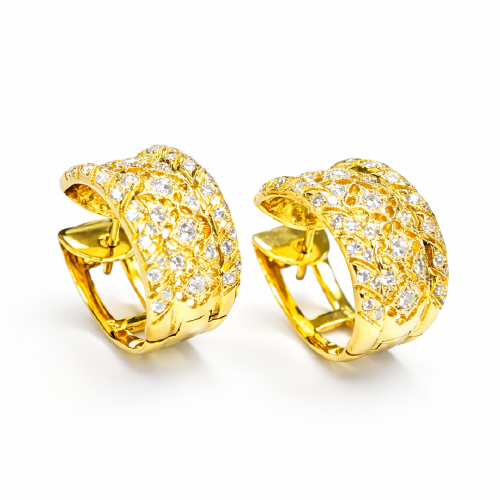 18K Yellow Gold Diamond Earring