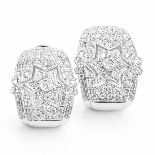 18K White Gold Diamond Earring