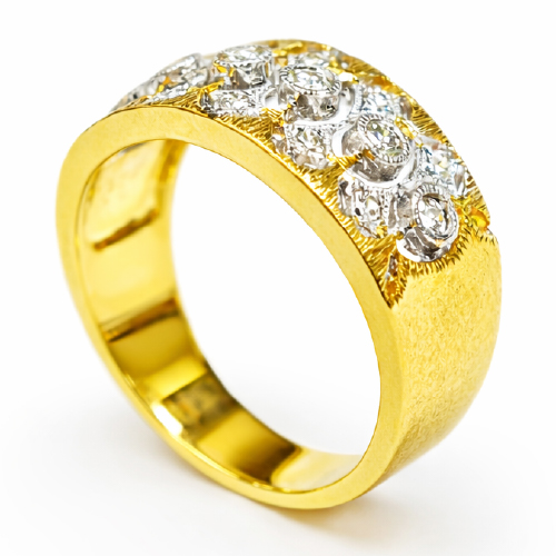 18K Yellow Gold Diamond Ring 2 Tone