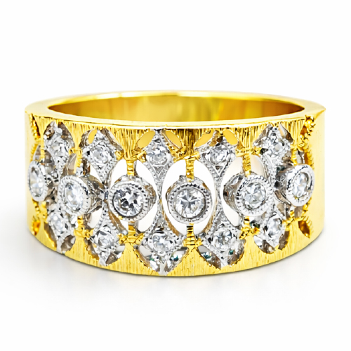 18K Yellow Gold Diamond Ring 2 Tone