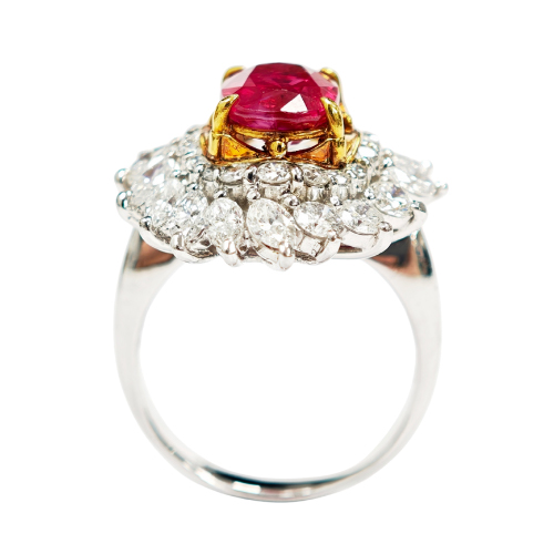 PT900 Platinum Diamond & Ruby Ring