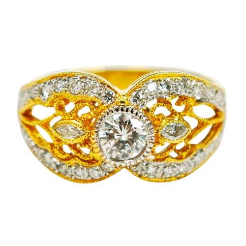 850 Yellow Gold Diamond Ring 2 Tone