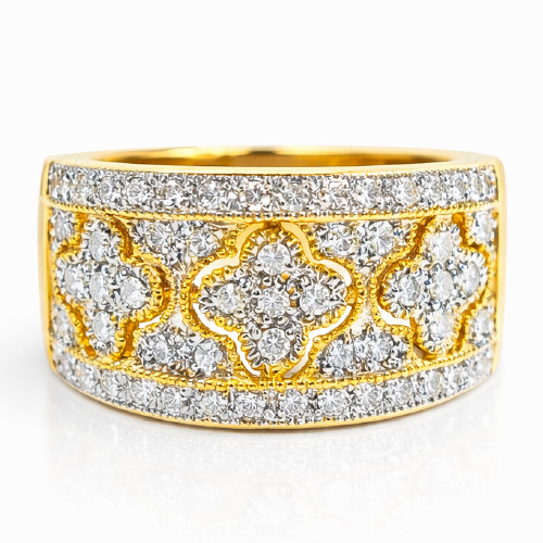 18K Yellow Gold Diamond Ring 2 Tone