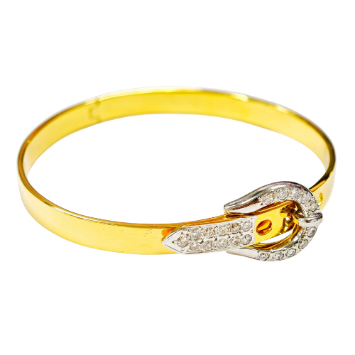 850 Yellow Gold Diamond Bangle 2 Tone