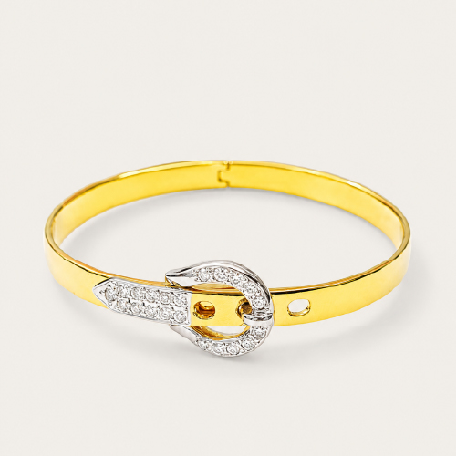20K Yellow Gold Diamond Bangle 2 Tone