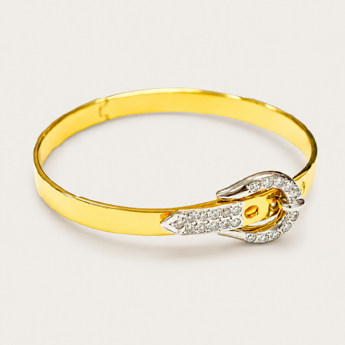 20K Yellow Gold Diamond Bangle 2 Tone