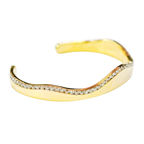 18K Yellow Gold Diamond Bangle 2 Tone