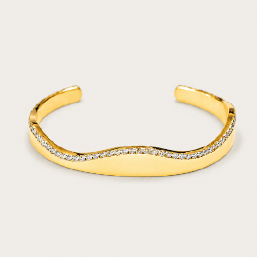 18K Yellow Gold Diamond Bangle 2 Tone
