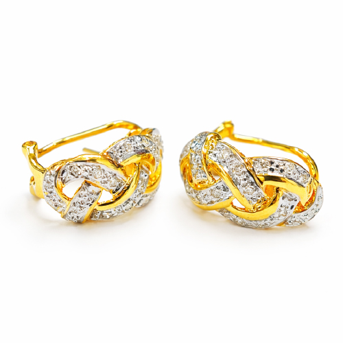 850 Yellow Gold Diamond Earring 2 Tone