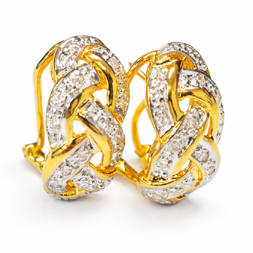 850 Yellow Gold Diamond Earring 2 Tone