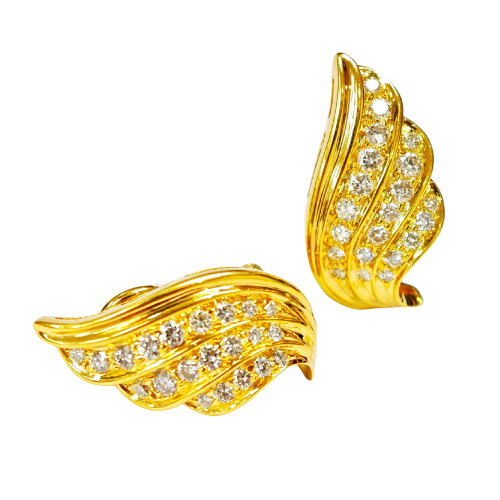 850 Yellow Gold Diamond Earring