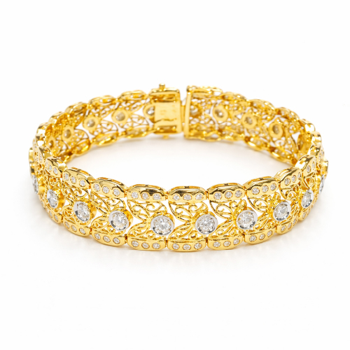 850 Yellow Gold Diamond Bracelet 2 Tone