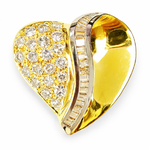 14K Yellow Gold Diamond Pendant Two Tone