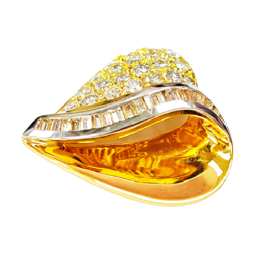 14K Yellow Gold Diamond Pendant Two Tone