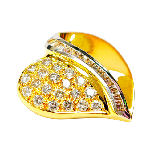 14K Yellow Gold Diamond Pendant Two Tone