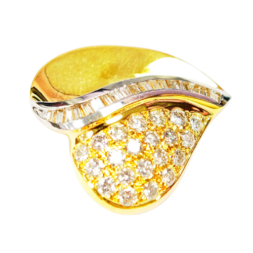 14K Yellow Gold Diamond Pendant Two Tone