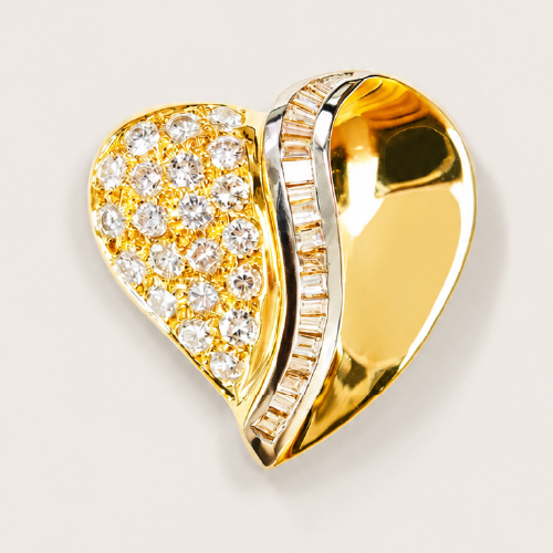 14K Yellow Gold Diamond Pendant Two Tone