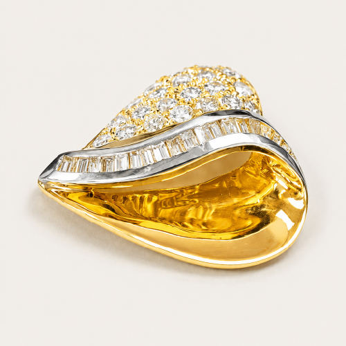 14K Yellow Gold Diamond Pendant Two Tone