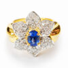850 Yellow Gold Diamond & Blue Sapphire Ring 2 Tone
