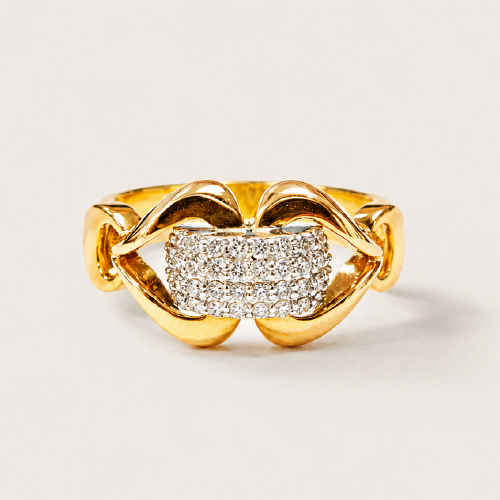 18K Yellow/White/Rose Gold Diamond Ring