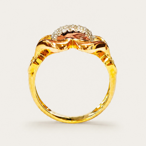 18K Yellow/White/Rose Gold Diamond Ring