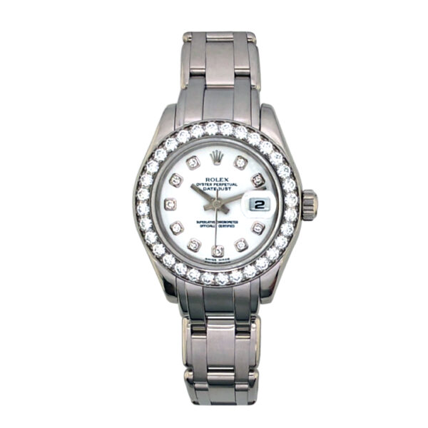 18K White Gold Rolex Lady-Datejust Pearlmaster Diamond 80299