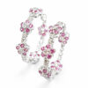 18K White Gold Diamond & Pink Sapphire Loop Earring