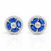 9K/14K White Gold Diamond & Blue Sapphire Earstud