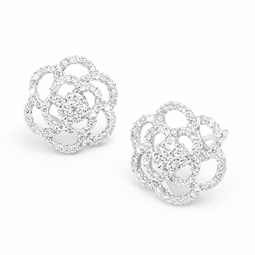 18K White Gold Diamond Earstud