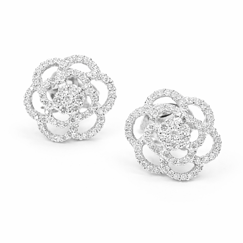 18K White Gold Diamond Earstud