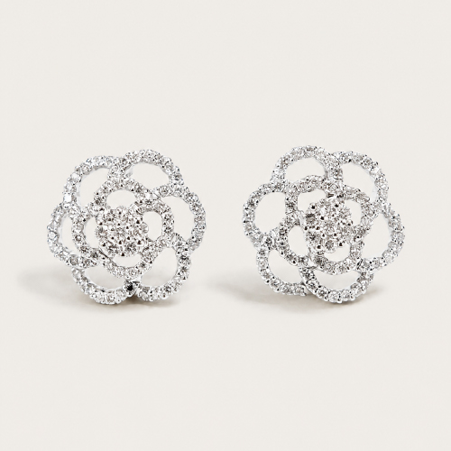 18K White Gold Diamond Earstud