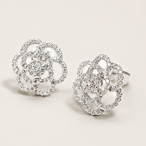 18K White Gold Diamond Earstud