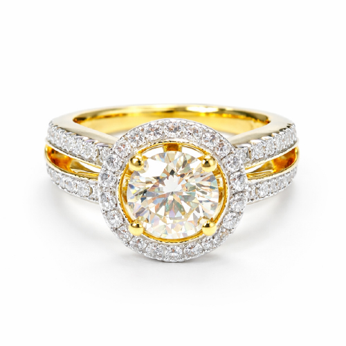 18K Yellow Gold Diamond Ring Two Tone