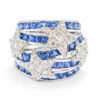 18K White Gold Diamond & Blue Sapphire Ring