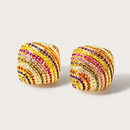 18K Rose Gold Diamond & Semi Precious Stone Earring