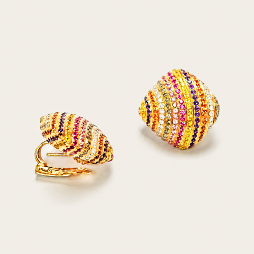 18K Rose Gold Diamond & Semi Precious Stone Earring