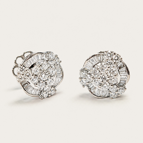 18K White Gold Diamond Earstud