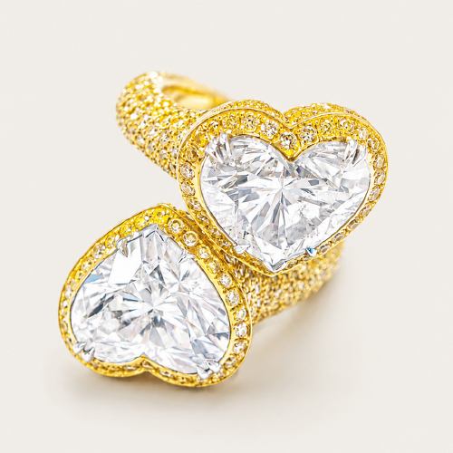 18K Yellow Gold Diamond Ring 2 Tone