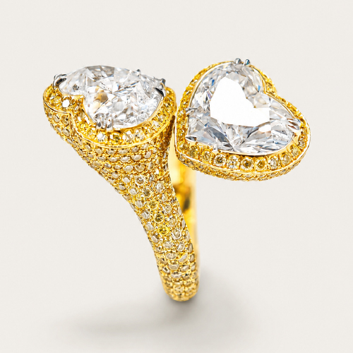 18K Yellow Gold Diamond Ring 2 Tone