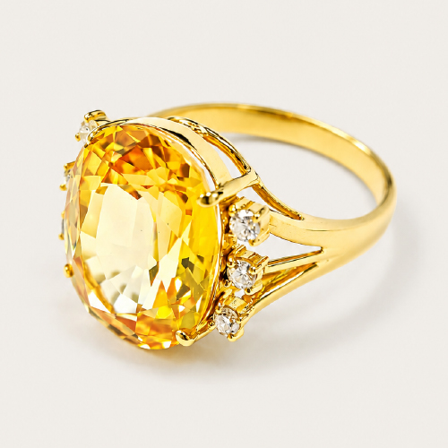 Yellow Gold Diamond & Yellow Sapphire Ring