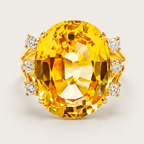 Yellow Gold Diamond & Yellow Sapphire Ring
