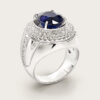 10K White Gold Diamond & Blue Sapphire Ring 2 Tone