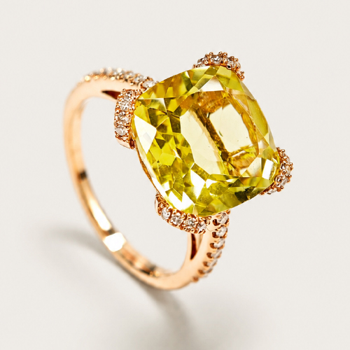 14K Rose Gold Diamond & Peridot Ring