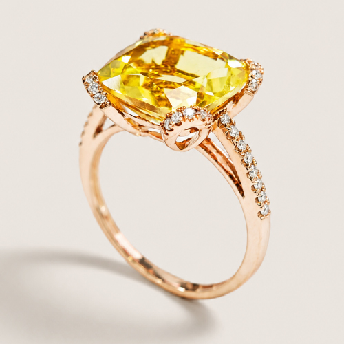 18K Rose Gold Diamond & Peridot Ring