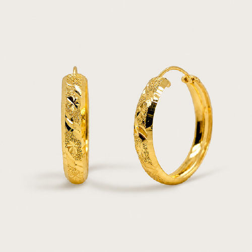 22K Gold Hollow Lata Earring