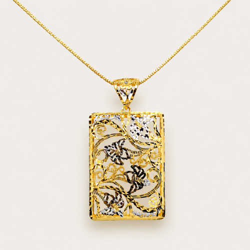22K Gold Two Tone Design Pendant