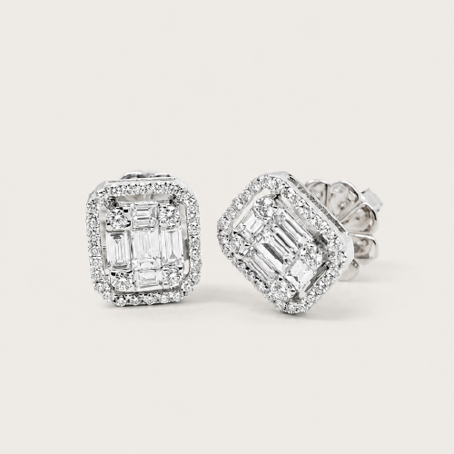18K White Gold Diamond Earstud