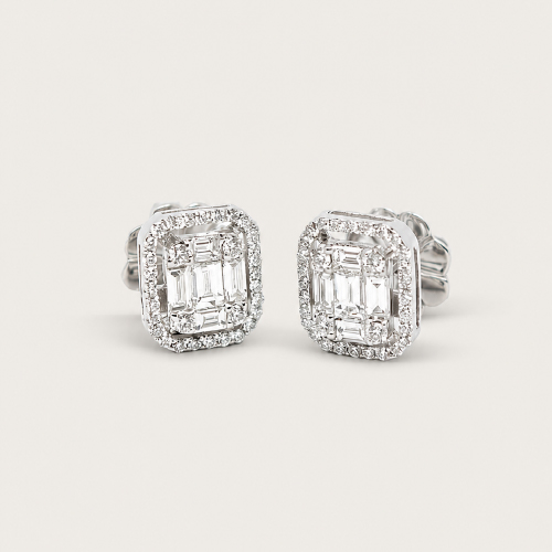 18K White Gold Diamond Earstud